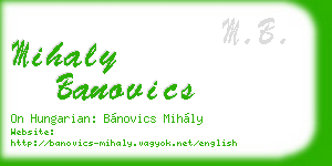 mihaly banovics business card